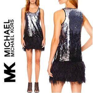 💥BREATHTAKING!💥Roaring 20s Flapper Dress in Ombré Sequin & Ostrich Feather